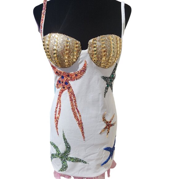 Luxury Cocktail Party Beaded Wedding Evening Crystals Runway Designer Prom Dress - Picture 16 of 16